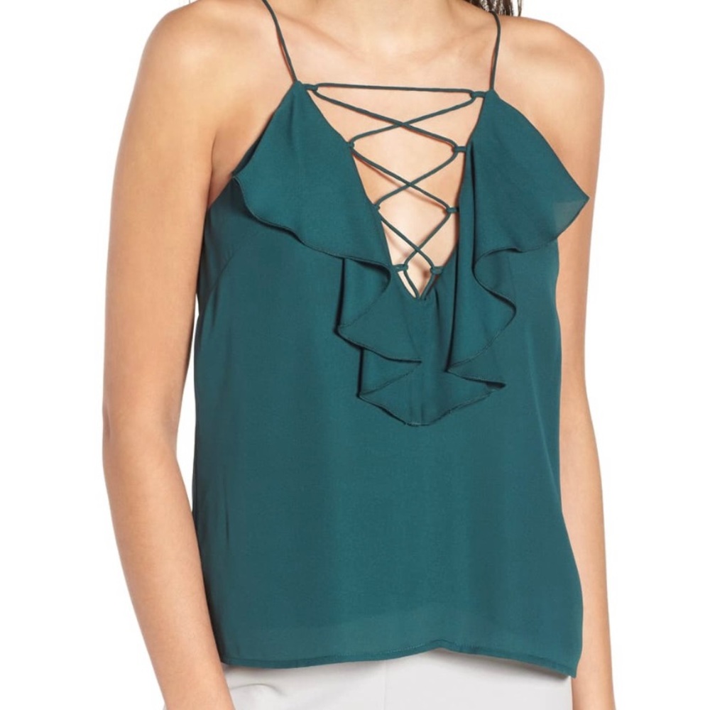 WAYF Lace-Up Ruffle Cami